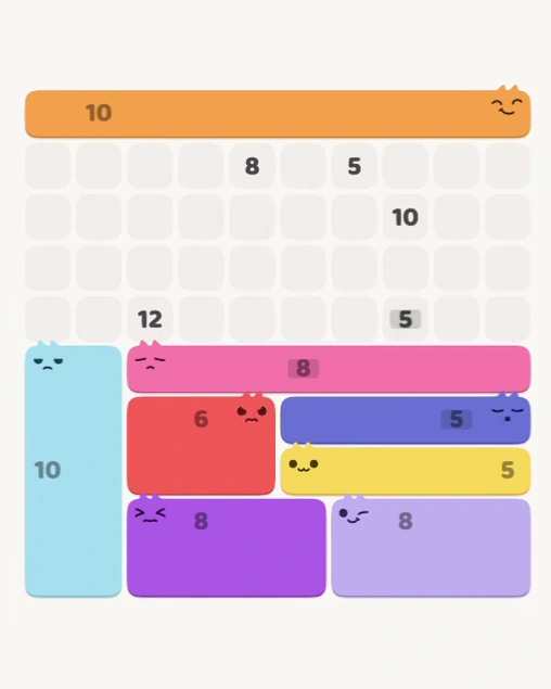 MeowBlock Level 116 after step 8, placing the 6-cell rectangular block at the lower center