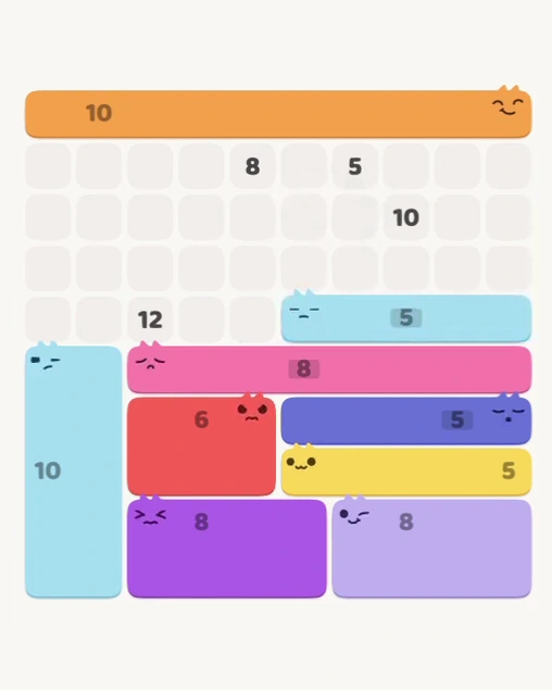 MeowBlock Level 116 after step 9, placing the 5-cell horizontal block at the middle-right area