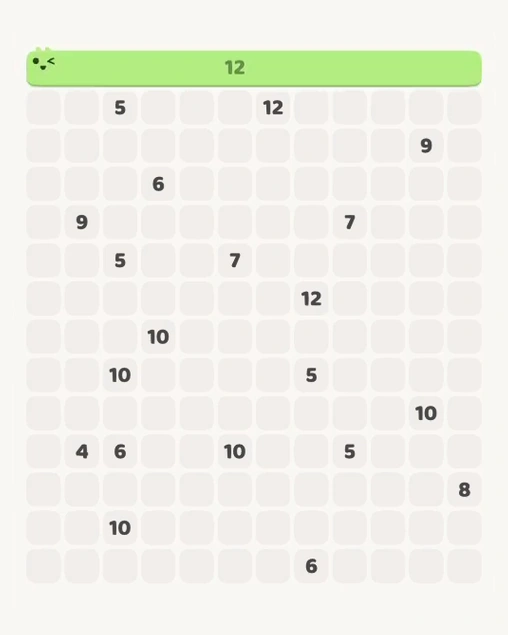 MeowBlock Level 117 after step 1, placing the 12-cell horizontal block at the upper center