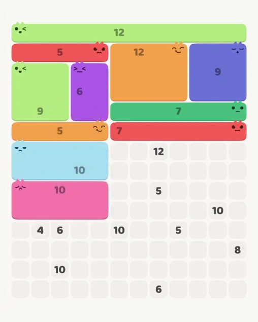 MeowBlock Level 117 after step 11, placing the 10-cell rectangular block at the lower-left area