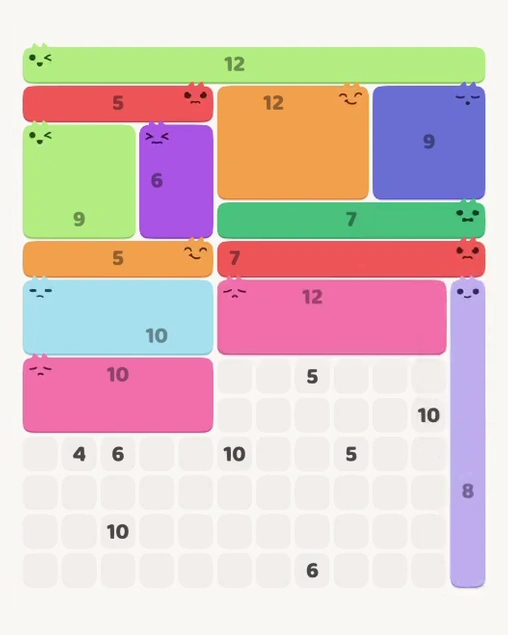 MeowBlock Level 117 after step 13, placing the 8-cell vertical block at the lower-right area