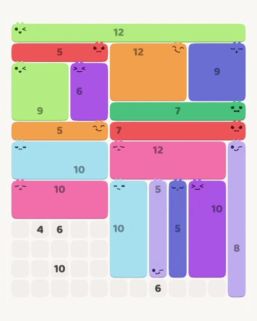 MeowBlock Level 117 after step 17, placing the 5-cell vertical block at the lower-right area