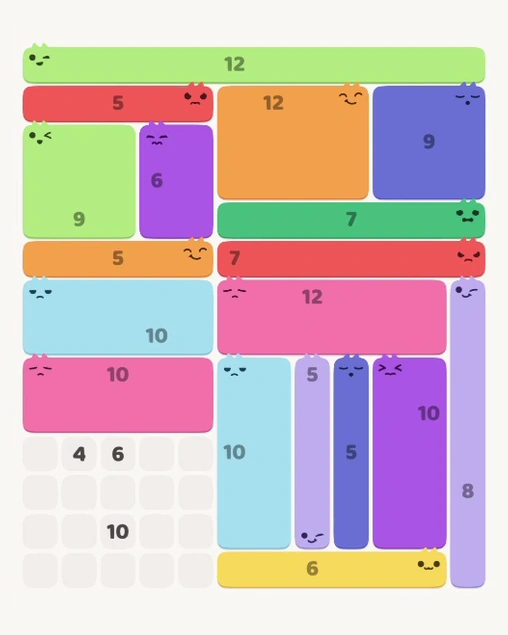 MeowBlock Level 117 after step 18, placing the 6-cell horizontal block at the lower-right area