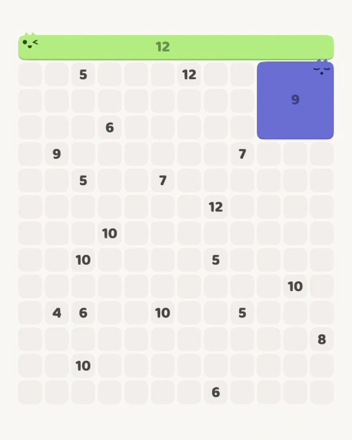 MeowBlock Level 117 after step 2, placing the 9-cell square block at the upper-right area