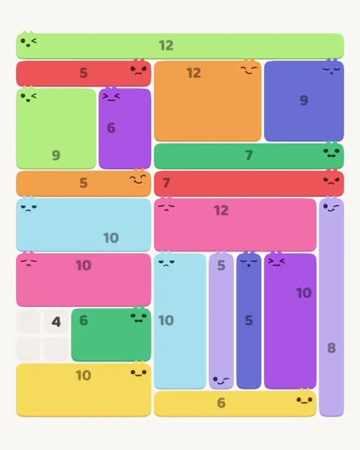 MeowBlock Level 117 after step 20, placing the 6-cell rectangular block at the lower-left area
