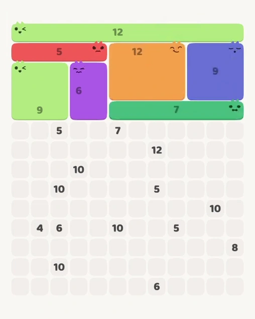 MeowBlock Level 117 after step 7, placing the 7-cell horizontal block at the middle-right area