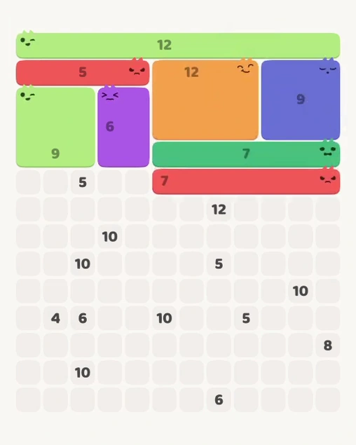 MeowBlock Level 117 after step 8, placing the 7-cell horizontal block at the middle-right area
