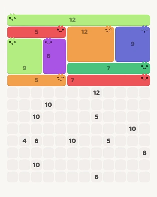 MeowBlock Level 117 after step 9, placing the 5-cell horizontal block at the middle-left area