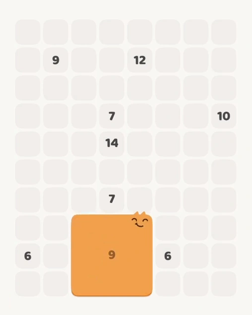 MeowBlock Level 118 after step 1, placing the 9-cell square block at the lower center
