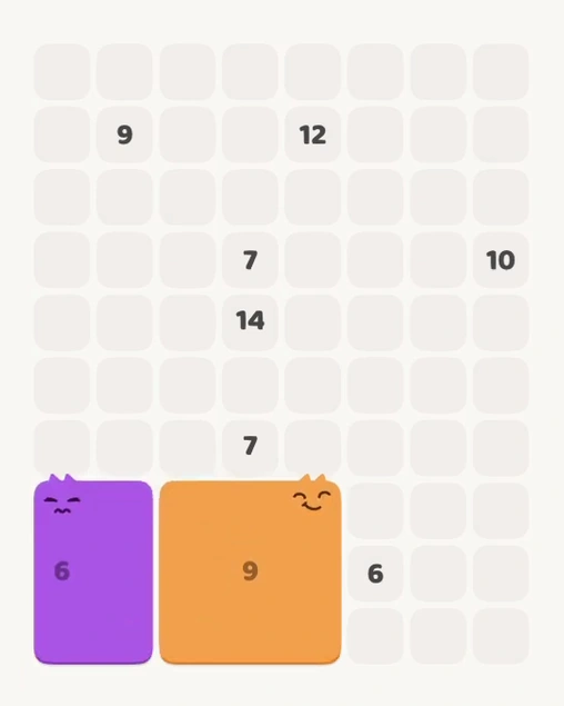 MeowBlock Level 118 after step 2, placing the 6-cell rectangular block at the lower-left area
