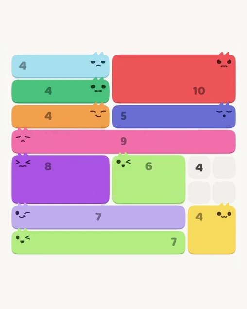 MeowBlock Level 119 after step 11, placing the 6-cell rectangular block at the lower-right area