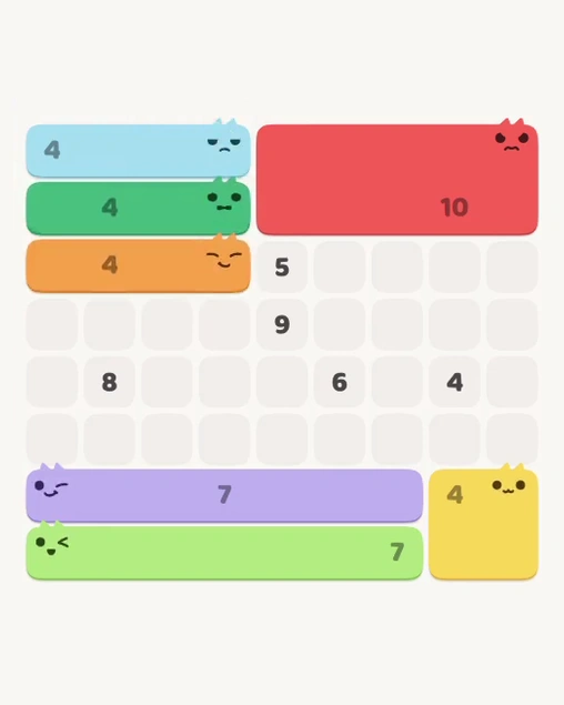 MeowBlock Level 119 after step 7, placing the 4-cell horizontal block at the middle-left area