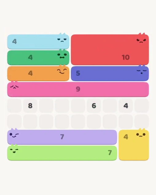 MeowBlock Level 119 after step 9, placing the 9-cell horizontal block at the middle center