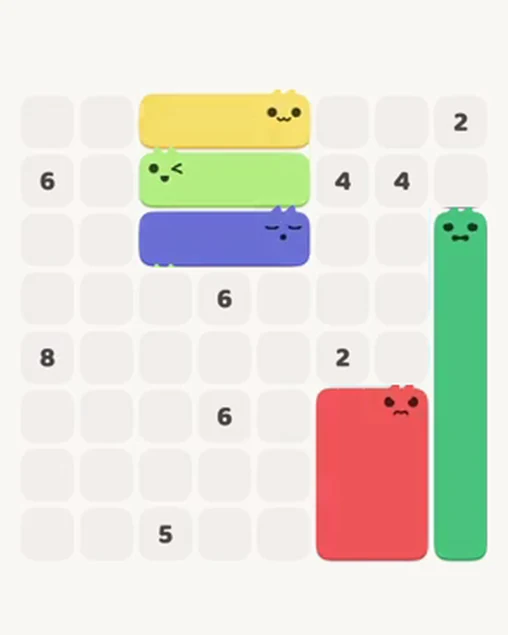 MeowBlock Level 12 after step 5, placing the 3-cell horizontal block at the upper center