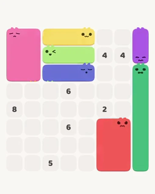 MeowBlock Level 12 after step 7, placing the 2-cell vertical block at the upper-right area