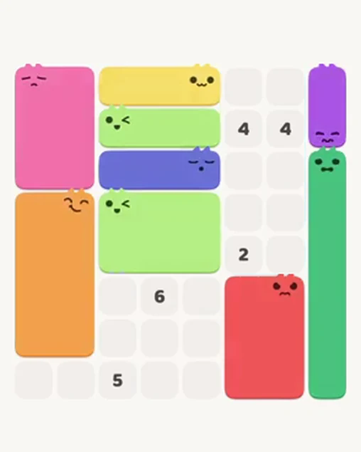 MeowBlock Level 12 after step 9, placing the 8-cell rectangular block at the lower-left area