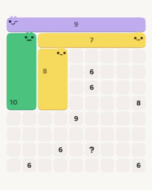 MeowBlock Level 120 after step 4, placing the 8-cell rectangular block at the middle center