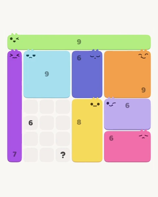 MeowBlock Level 121 after step 8, placing the 6-cell rectangular block at the lower-right area