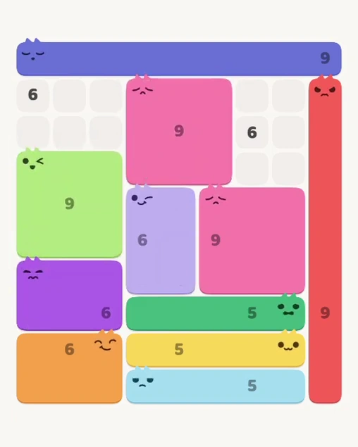 MeowBlock Level 122 after step 11, placing the 9-cell square block at the upper center