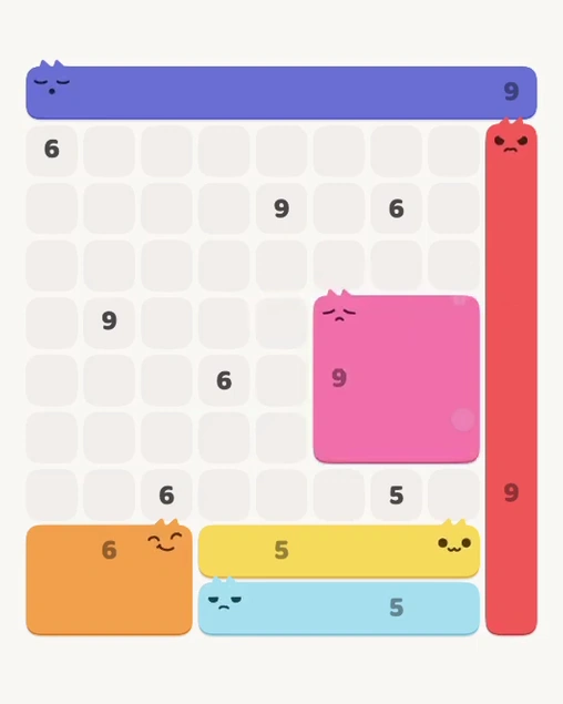 MeowBlock Level 122 after step 6, placing the 9-cell square block at the middle-right area