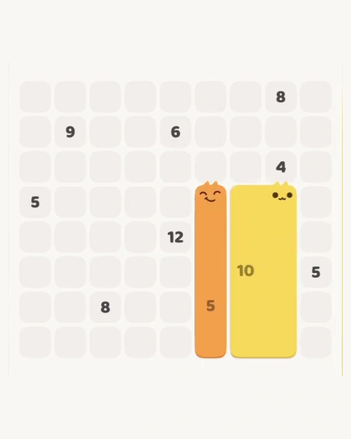 MeowBlock Level 124 after step 2, placing the 10-cell rectangular block at the lower-right area