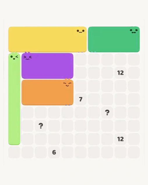 MeowBlock Level 125 after step 5, placing the 8-cell rectangular block at the middle center