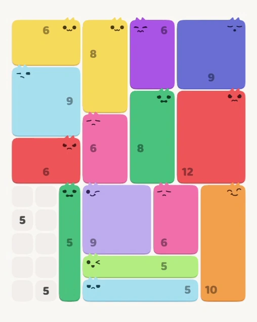MeowBlock Level 126 after step 15, placing the 5-cell vertical block at the lower-left area