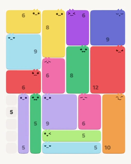 MeowBlock Level 126 after step 16, placing the 5-cell vertical block at the lower-left area