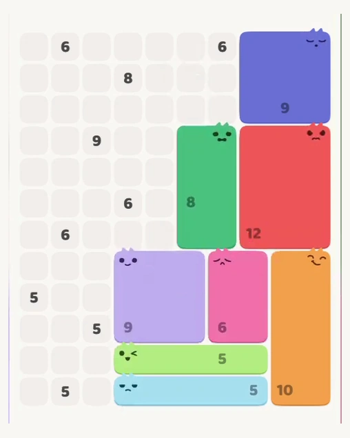 MeowBlock Level 126 after step 8, placing the 9-cell square block at the lower center