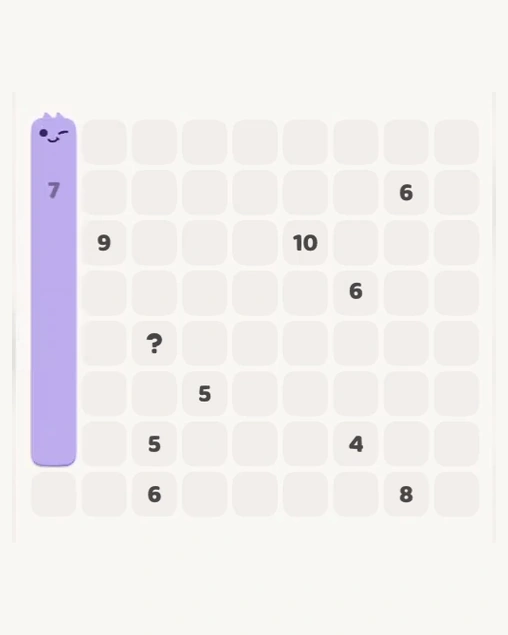 MeowBlock Level 127 after step 1, placing the 7-cell vertical block at the middle-left area