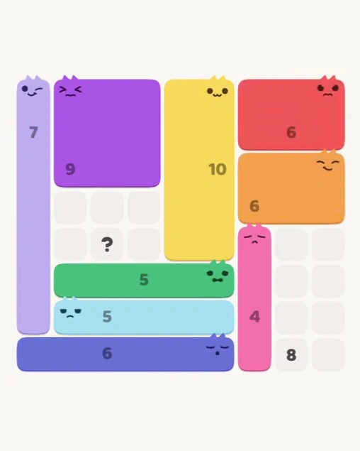MeowBlock Level 127 after step 9, placing the 6-cell rectangular block at the middle-right area