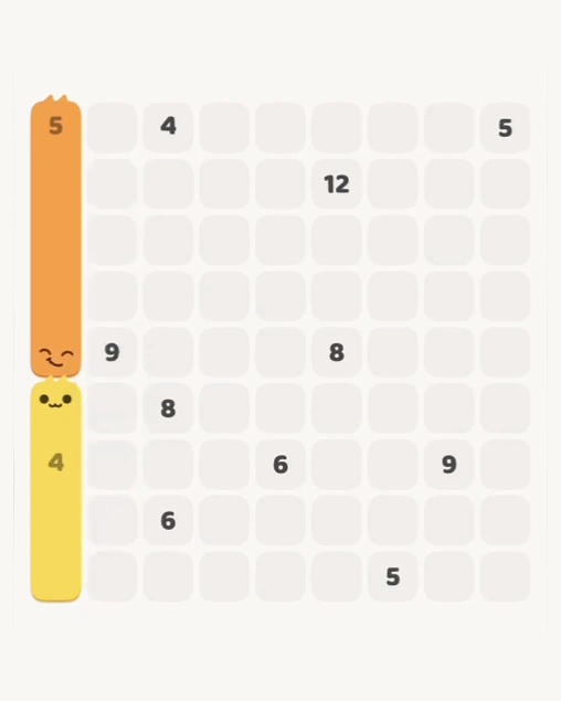 MeowBlock Level 128 after step 2, placing the 4-cell vertical block at the lower-left area