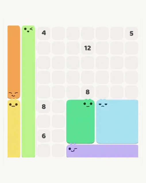 MeowBlock Level 128 after step 6, placing the 6-cell rectangular block at the lower center