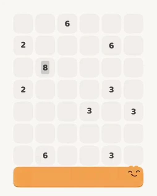 MeowBlock Level 13 after step 1, placing the 6-cell horizontal block at the lower center