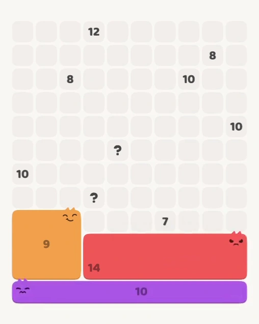 MeowBlock Level 130 after step 3, placing the 10-cell horizontal block at the lower center
