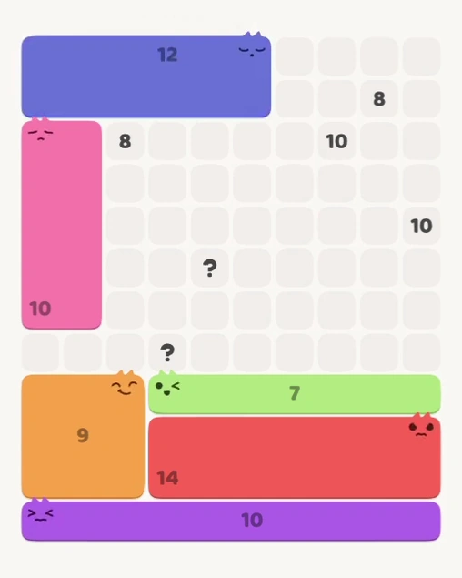MeowBlock Level 130 after step 6, placing the 12-cell rectangular block at the upper center