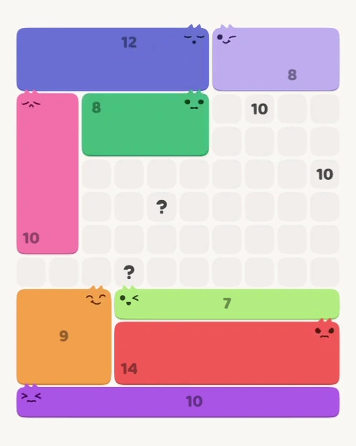 MeowBlock Level 130 after step 8, placing the 8-cell rectangular block at the upper center