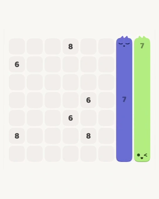 MeowBlock Level 131 after step 2, placing the 7-cell vertical block at the middle-right area