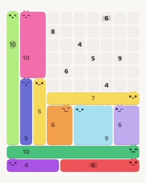 MeowBlock Level 133 after step 11, placing the 7-cell horizontal block at the middle-right area