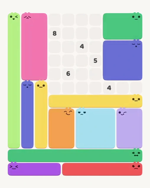 MeowBlock Level 133 after step 13, placing the 9-cell square block at the upper-right area