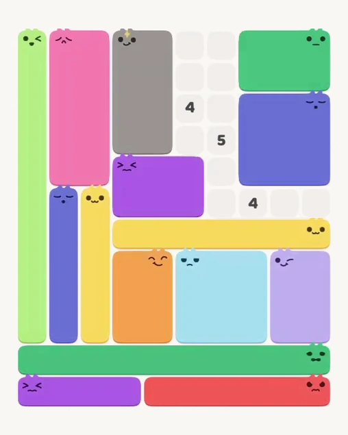 MeowBlock Level 133 after step 15, placing the 6-cell rectangular block at the middle center
