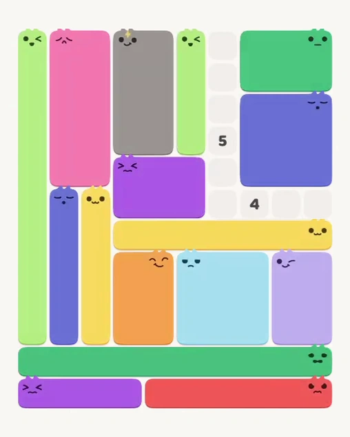 MeowBlock Level 133 after step 16, placing the 4-cell vertical block at the upper center