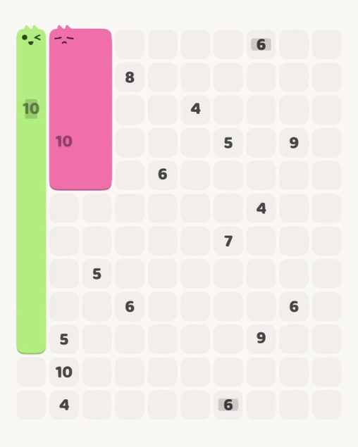 MeowBlock Level 133 after step 2, placing the 10-cell rectangular block at the upper-left area