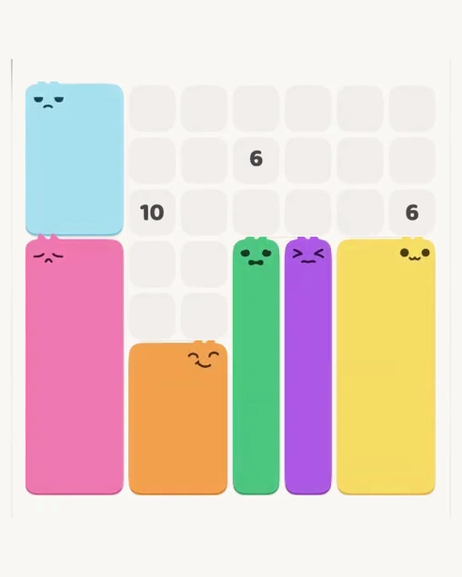 MeowBlock Level 134 after step 6, placing the 6-cell rectangular block at the upper-left area