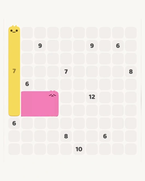 MeowBlock Level 135 after step 2, placing the 6-cell rectangular block at the middle-left area