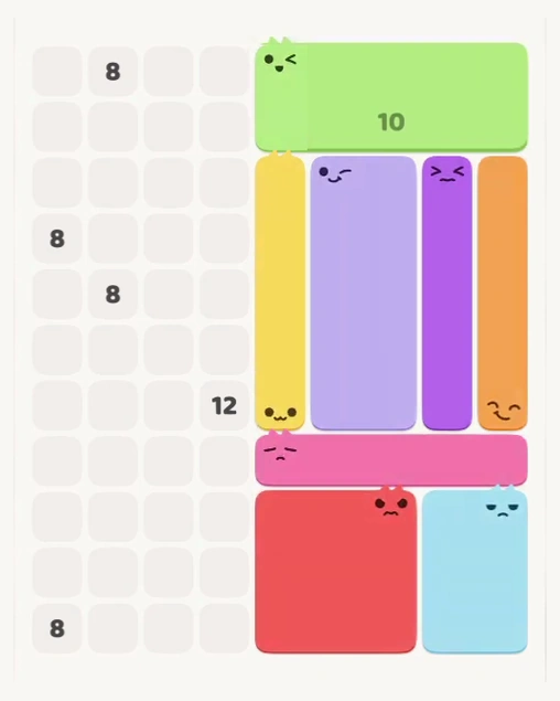 MeowBlock Level 136 after step 8, placing the 9-cell square block at the lower-right area