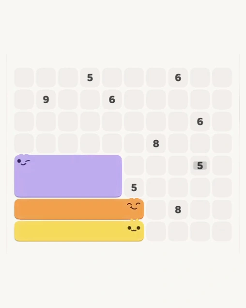 MeowBlock Level 137 after step 3, placing the 6-cell horizontal block at the lower center