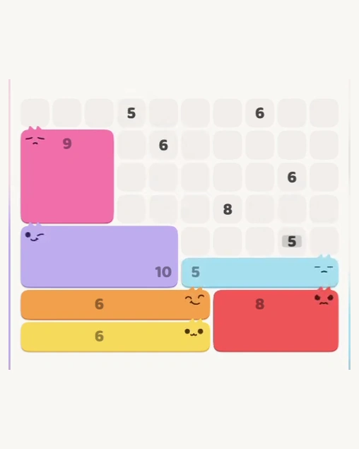 MeowBlock Level 137 after step 6, placing the 5-cell horizontal block at the lower-right area