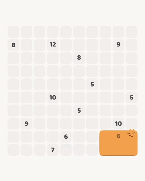 MeowBlock Level 138 after step 1, placing the 6-cell rectangular block at the lower-right area