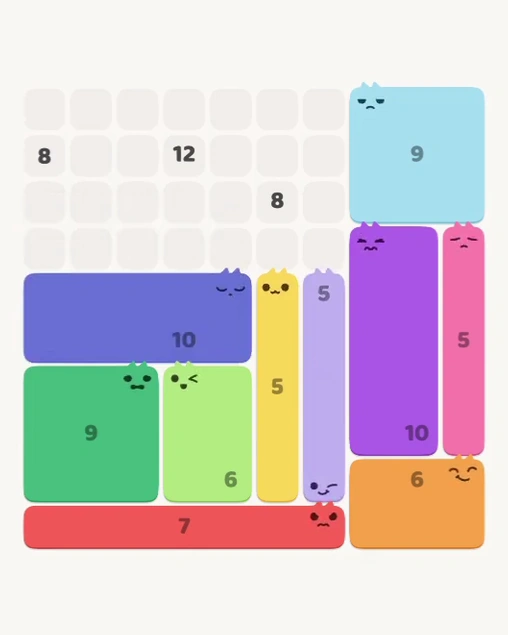MeowBlock Level 138 after step 10, placing the 10-cell rectangular block at the middle-left area